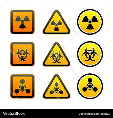 Set Hazard Warning Radiation Symbols Royalty Free Vector