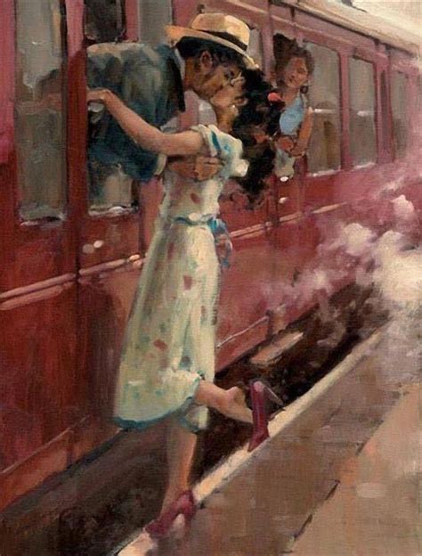 The Last Kiss By Artist Raymond Leech 1949 Impressionist Art