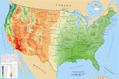 Large Average Precipitation Map Of The Usa Usa Maps Of The Usa