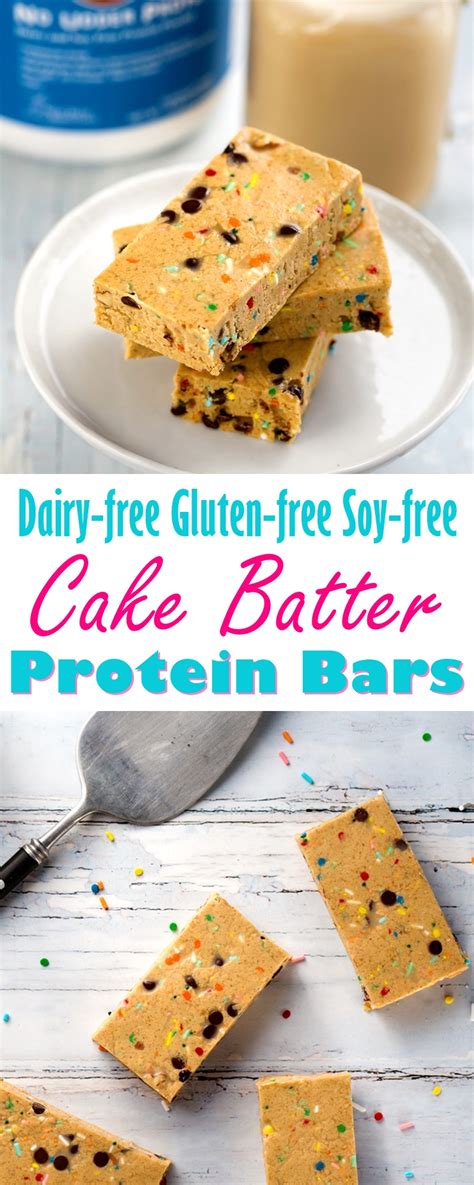 Cakes & mini cakes chocolate cakes gluten free cakes vegan cakes dairy free egg free gluten free nut free soy free vegan. Cake Batter Protein Bars Recipe (Dairy-free, Soy-free ...