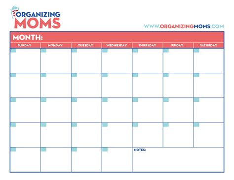 Customizable Calendar Free Printable From Organizing Moms Organizing Moms