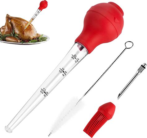 jy cookment turkey baster with barbecue basting brush baster syringe for home