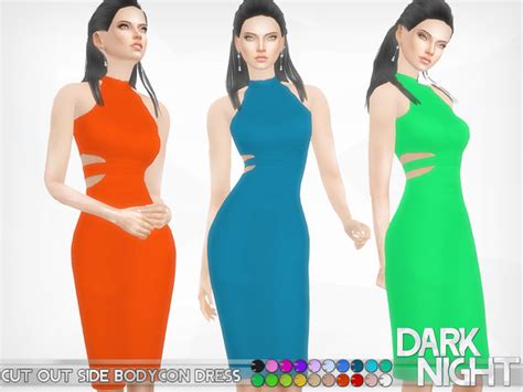 Cut Out Side Bodycon Dress By Darknightt At Tsr Sims 4 Updates