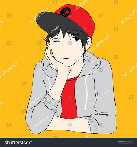 Anime Boy Wearing Cap Portrait Stock Illustration 2020280780 Shutterstock