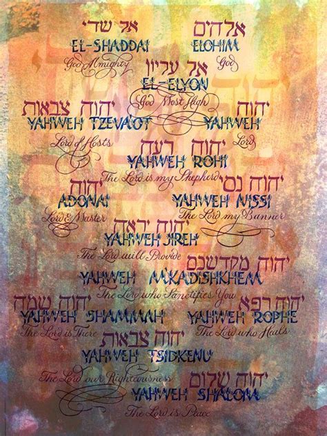 Hebrew Names Of God Card 5 X 7 By Ascendingthoughts On Etsy 500