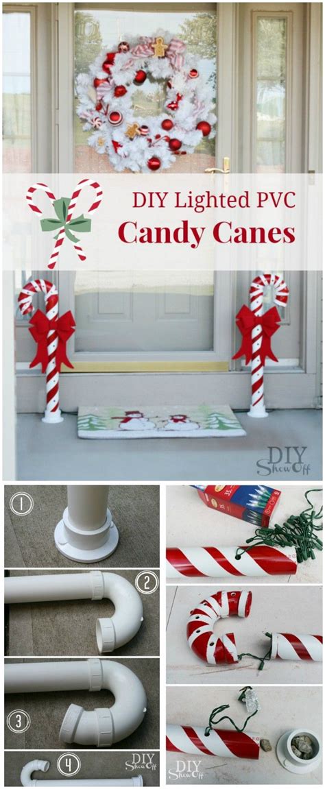 Spacing between each candy cane, you'll. 21 Cheap DIY Outdoor Christmas Decorations | Christmas diy ...