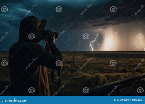 Storm Chaser Observes Powerful Tornado From A Safe Distance With Storm