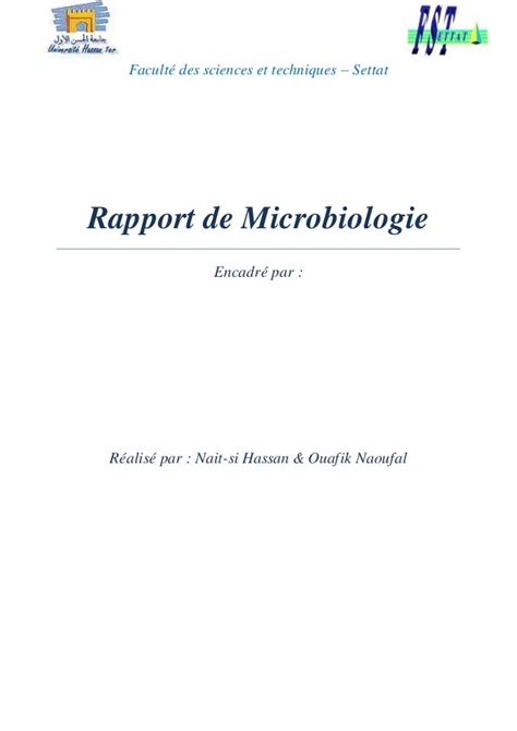 Rapport De Microbiologie