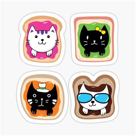 Cute Cat Bread Sticker For Sale By Shawndzign Redbubble