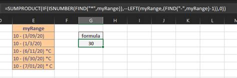 excel  How to sumproduct of numbers before string if cell contains