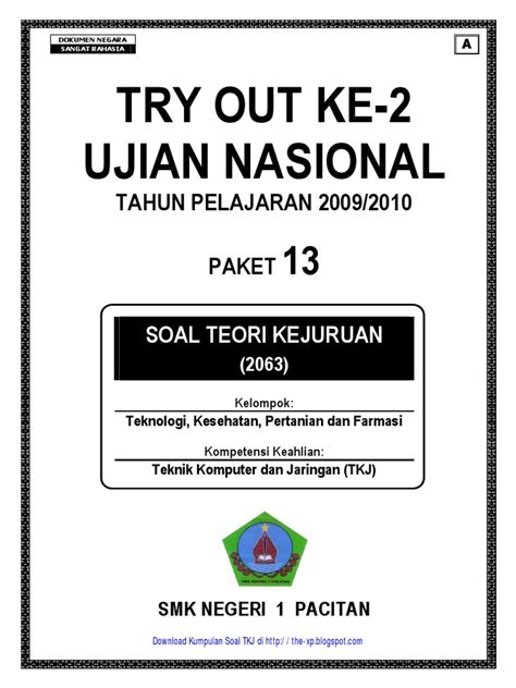 Topik utama matematika dasar yang sering keluar di ujian meliputi fungsi kuadrat, persamaan kuadrat, sistem persamaan dua variabel, program linear, logika matematika, fungsi komposisi dan invers fungsi. Contoh Soal Ujian Nasional Produktif Tkj - Ujian Nasional