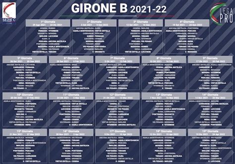 Calendario Serie C Girone B Stagione 20212022 Calciomagazine