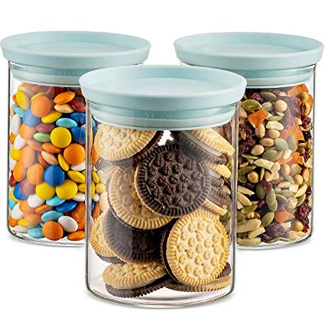 Godinger Food Storage Containers Stackable Organization Canister Glass Jars Medium Set Of