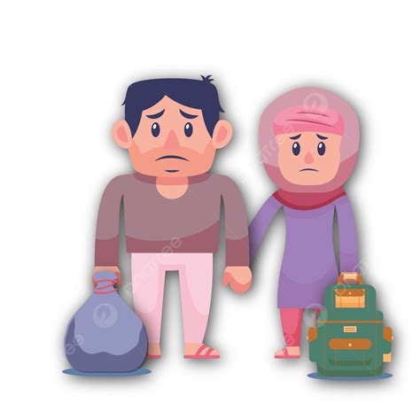 Father Daughter Vector Png Images Poor Refugee Father And Daughter