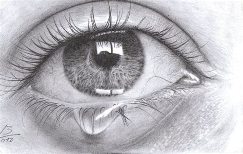 Anime eyes are often draw much farther down the head. cry-ojo-chica por Robo8208 | Eye drawing, Cry drawing, Realistic eye drawing