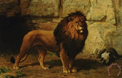 George Goodwin Kilburne Lion Guarding His Den Painting Lion Guarding