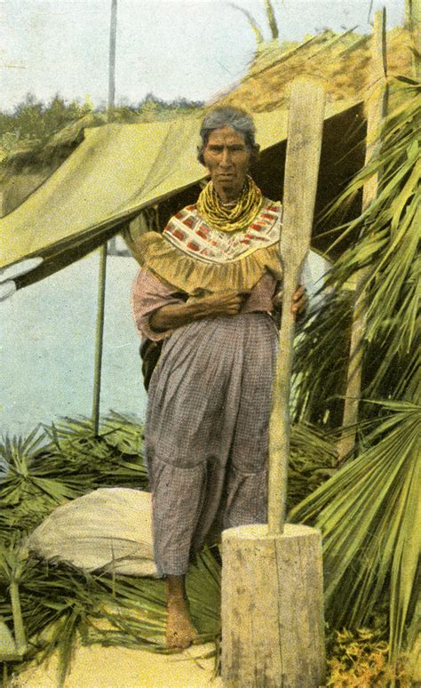 Florida Memory Postcard Showing The Oldest Seminole Indian Woman