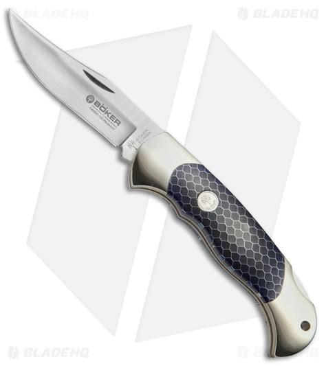 Boker Scout Lockback Knife Blue Honeycomb 3125 Satin 112503 Blade Hq