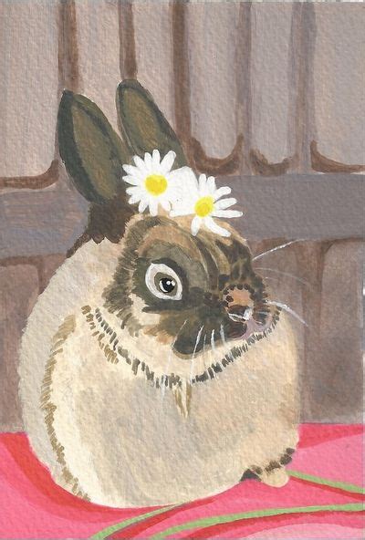 Rabbit With Daisies By Emily Cunningham Art Artwork Cunningham