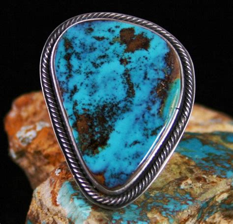 Tommy Jackson Rare Gem Grade Pilot Mountain Turquoise Ring Turquoise