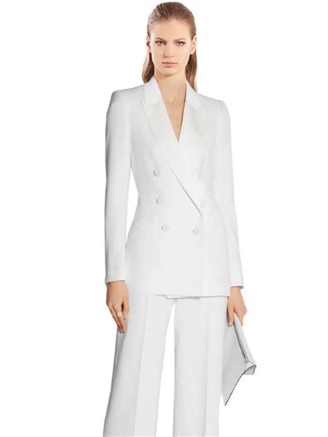 White Women Business Pantsuits Piece Formal Professional Elegant
