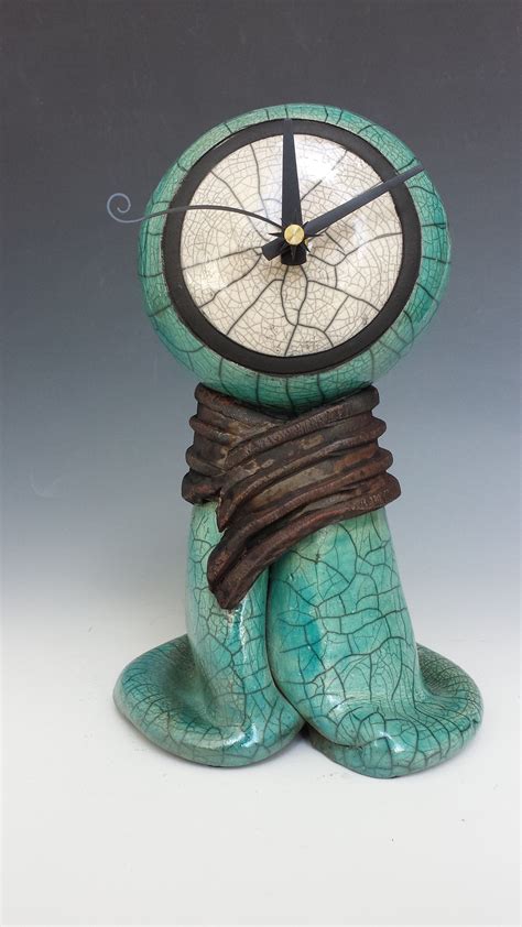 Handbuilt Raku Fired Clay Clock By Florida Artist Joanne Bedient Raku Fire Clay Ceramic