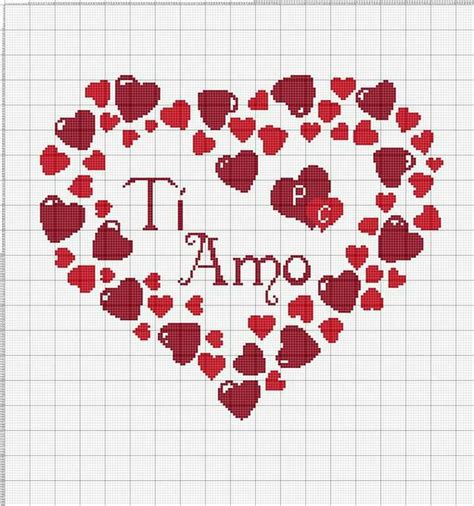 Per salvare l'immagine cliccare sul disegno con il tasto destro del mouse e andare su salva immagine con nome. Cuori ti amo | Croce cuore del punto, Motivi punto croce ...