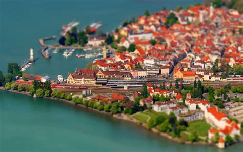 Lindau Germany Coast Cityscape Tilt Shift Lake Constance