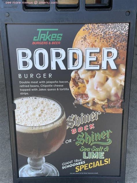 Online Menu Of Jakes Burgers And Beer Restaurant Dallas Texas 75204