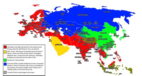 The Word For ‘china In Different Eurasian Maps On The Web