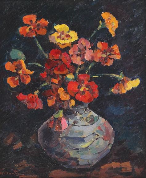 Vase With Petunias Nicolae Darascu Painting
