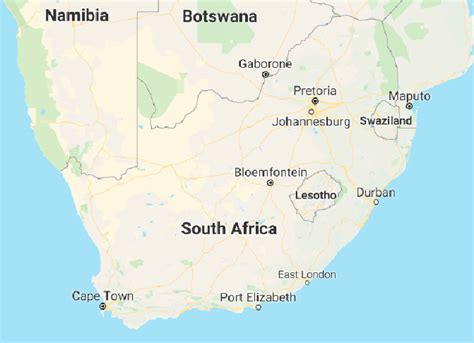 Map Of South Africa Showing Cape Town Download Scientific Diagram
