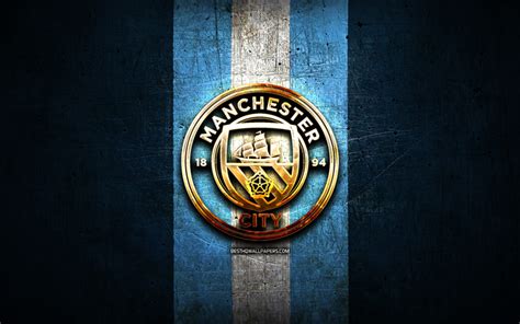 Download Wallpapers Manchester City Fc Golden Logo Premier League
