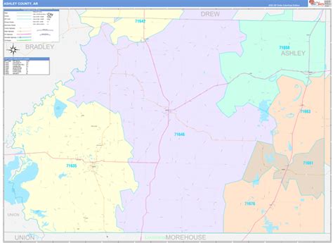 Ashley County Ar Wall Map Color Cast Style By Marketmaps Mapsales