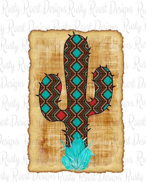 Clip Art Aztec Turquoise Sublimation Buffalo Sublimate Download Cactus