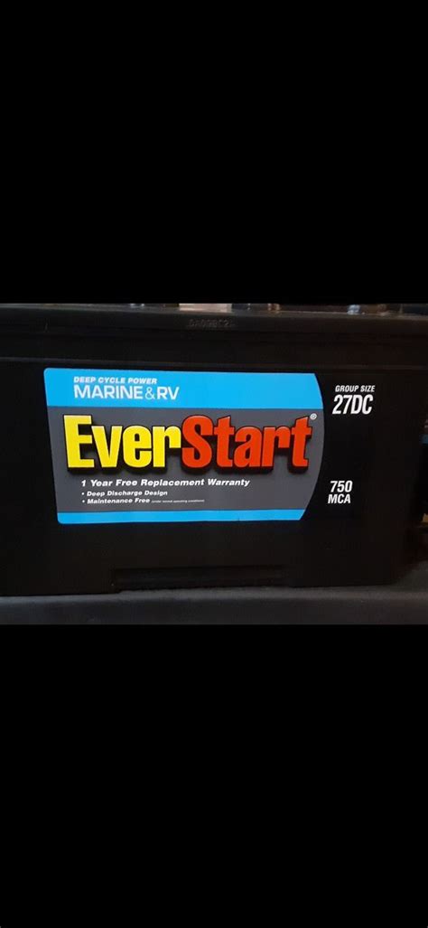 New Everstart Deep Cycle Marine Battery 750 Mca 27dc Group Size With A
