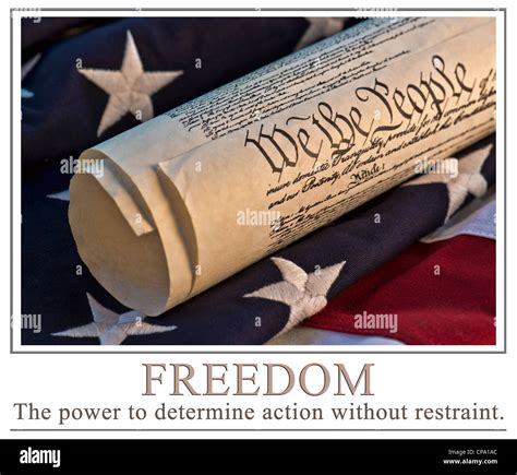 Us Constitution Atop An American Flag Background The Words Freedom