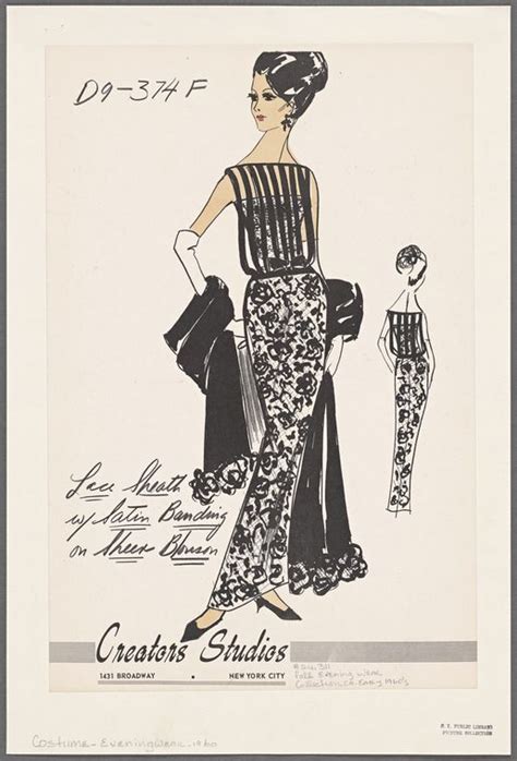 Beautiful Vintage Dress Sketch From The 60s From The New York Public