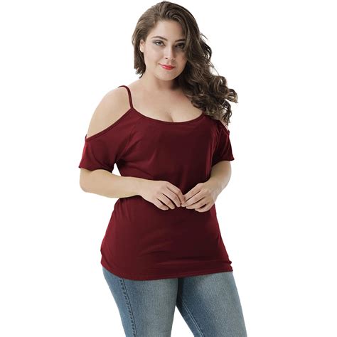 Xxxl 4xl 5xl Plus Size Women Clothing Large Size Basic T Shirt Spaghetti Strap Off Shoulder