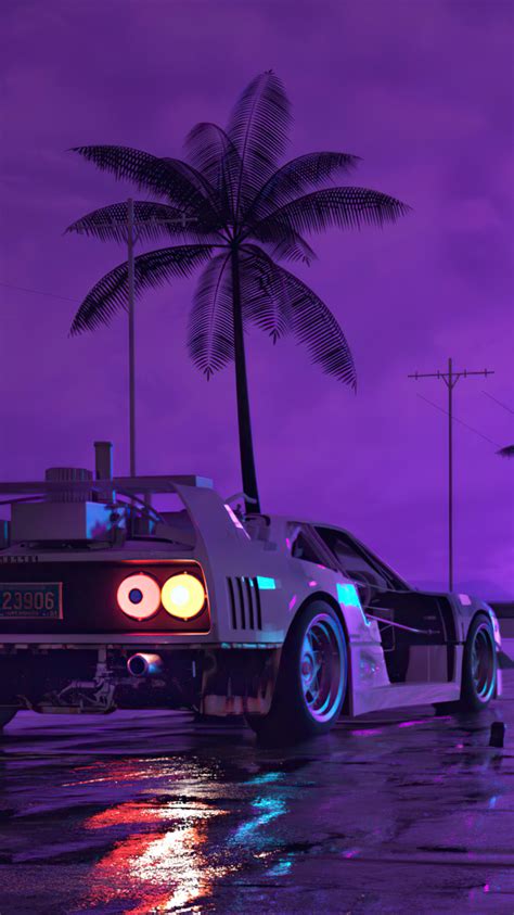 750x1334 Retro Wave Sunset And Running Car Iphone 6 Iphone 6s Iphone