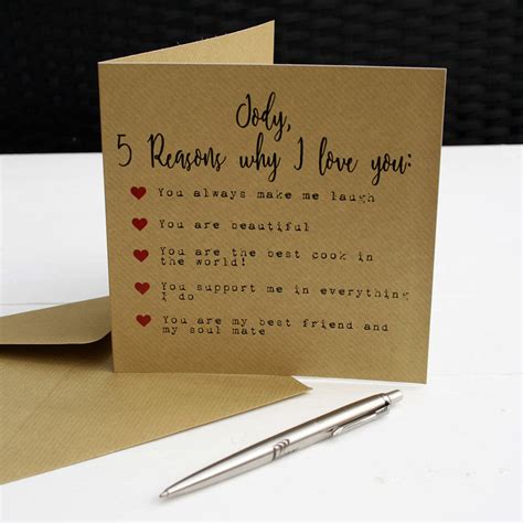 Five Reasons I Love You Valentines Card By Juliet Reeves Designs