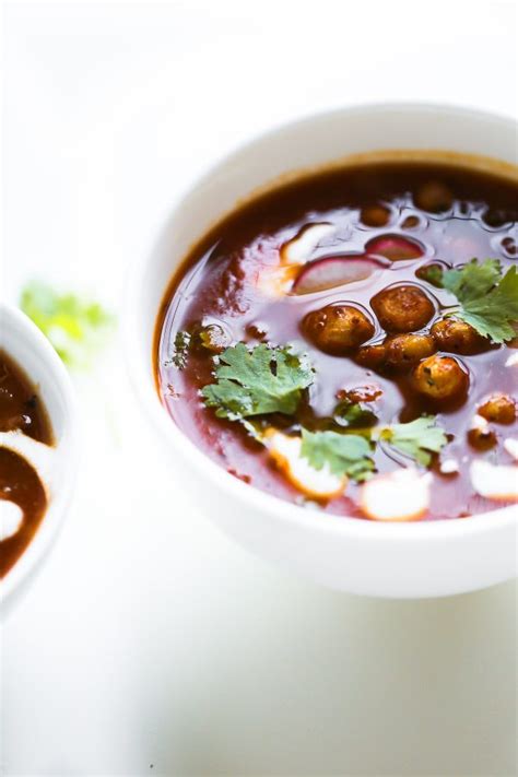 Easy Vegetarian Tortilla Soup With Chili Roasted Chickpeas