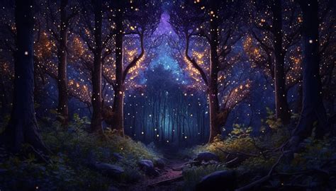 5 Night Forest Wallpaper Images Enchanted Forest Desktop Etsy