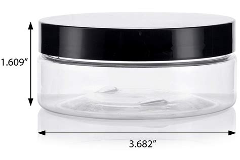 4 Oz Clear Plastic Extra Low Profile Jar With Black Foam Lined Lid 12 Pack