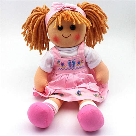 Soft 16 Inch Fashion Dolls Toys For Girls Kids Pink Rag Doll Baby Born