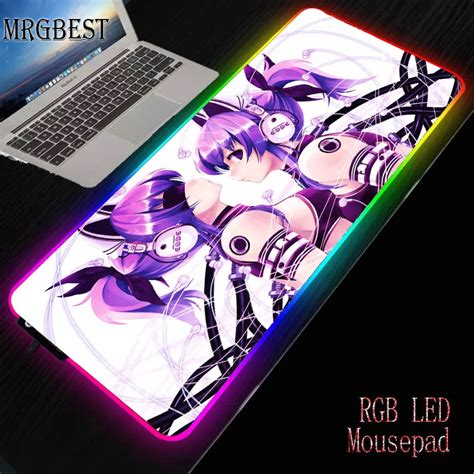 Mrgbest Cute Headset Girl Gaming Mouse Pad Player With Rgb Backlit Mause Large Anime Xxl Pads