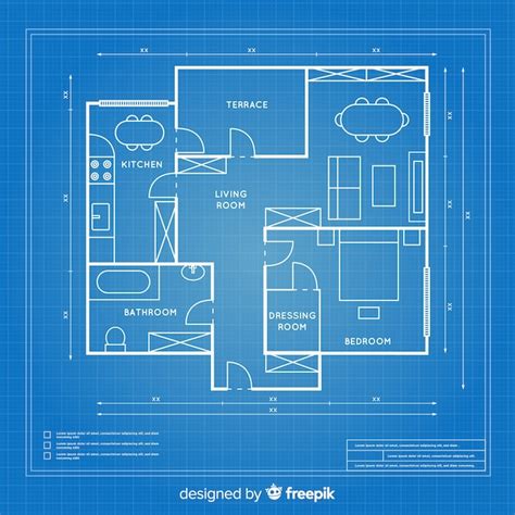 Free Vector Blueprint Design Plan Of A House
