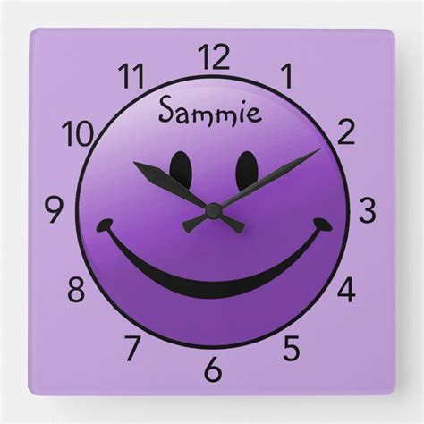 Purple Smiley Funny Emoji Face Custom Wall Clock Funny Emoji Faces