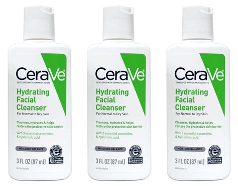 Cerave Hydrating Facial Cleanser For Normal To Dry Skin 3 Fl Oz Pack Of