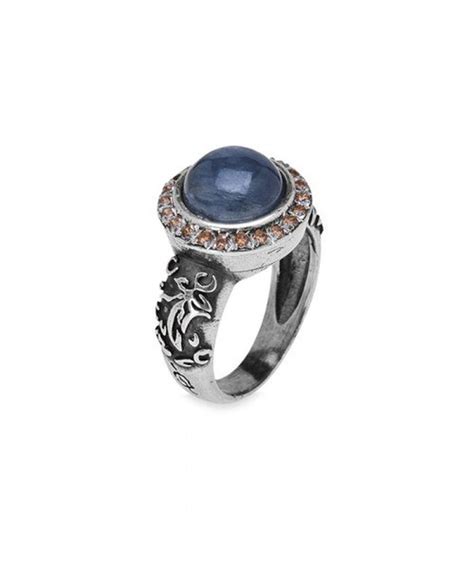 Anillo PLATADEPALO de plata con cianita, circonitas y ...